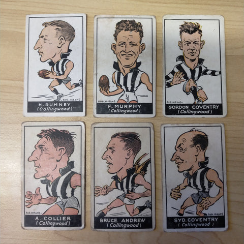 Standard Cigarettes Football Series 6 Bob Mirams Collingwood Caricatures Cigarette Cards