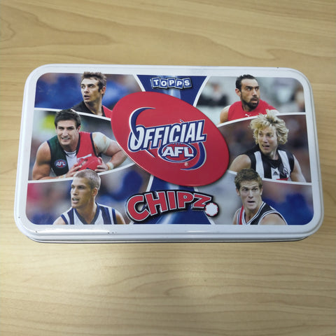 2010 AFL Topps Chipz Tin With 18 Chipz Including Gold Brendan Fevola