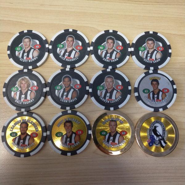 2008 AFL Topps Chipz Tin With 12 Collingwood Chipz Including Gold Logo and Scott Pendlebury Rookie