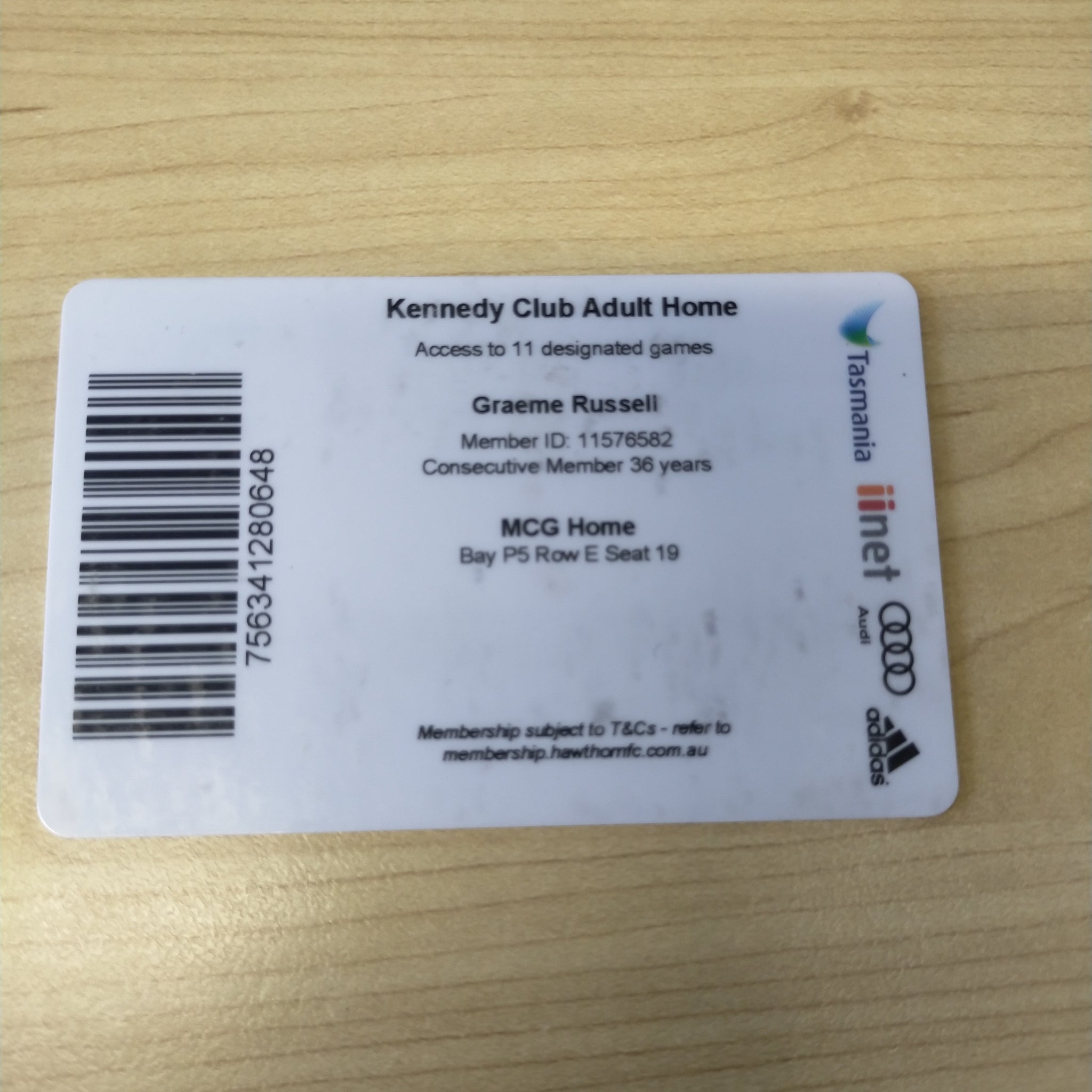 2016 Hawthorn Football Club Kennedy Club Membership Season Ticket – Shields  Stamps & Coins