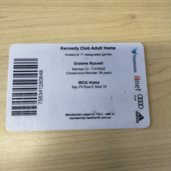 2016 Hawthorn Football Club Kennedy Club Membership Season Ticket
