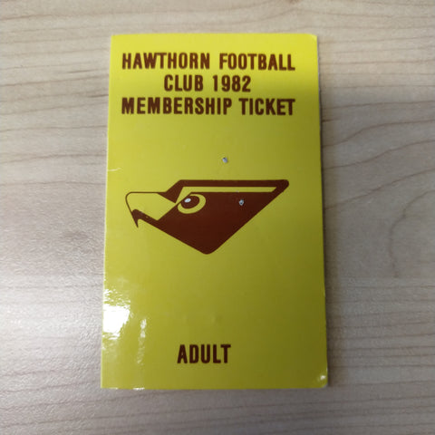 VFL 1982 Hawthorn Football Club Membership Season Ticket