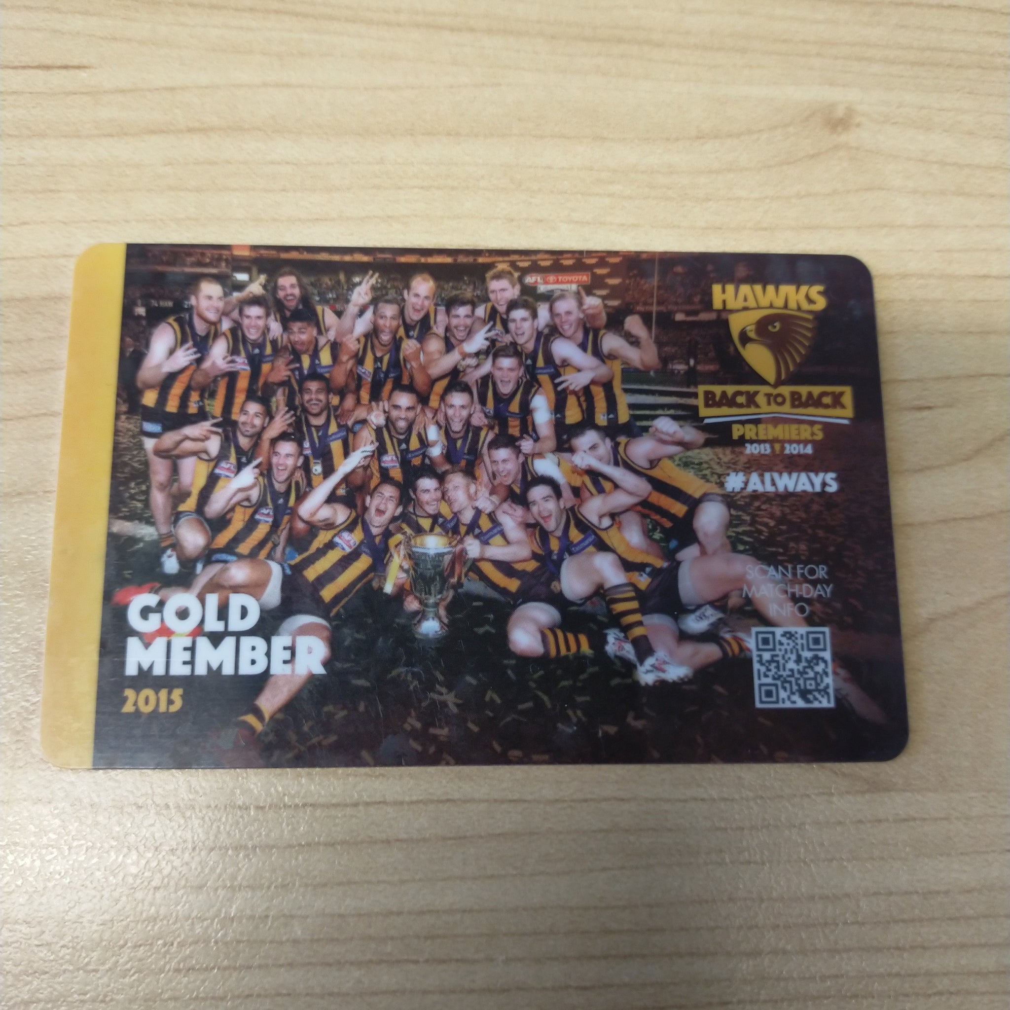 2015 Hawthorn Football Club Season Ticket Gold Member Membership Premiership Year