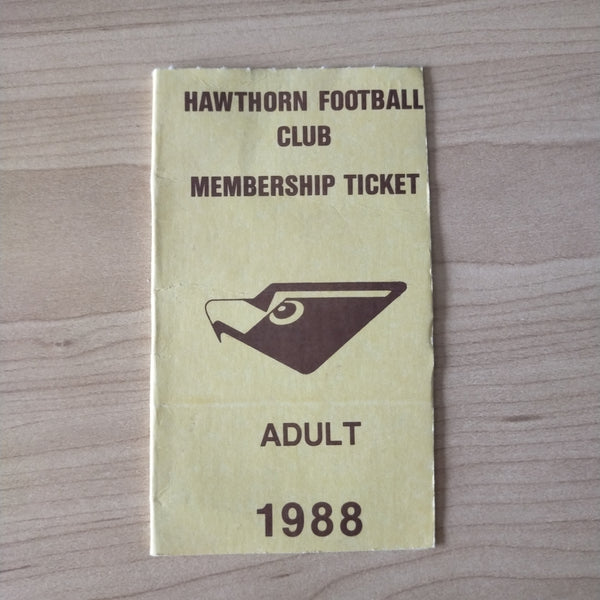 VFL 1988 Hawthorn Football Club Social Club Membership Badge and Season Ticket Premiership Year