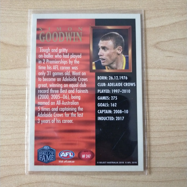 Select Hall of Fame Simon Goodwin Adelaide Hand Signed Card