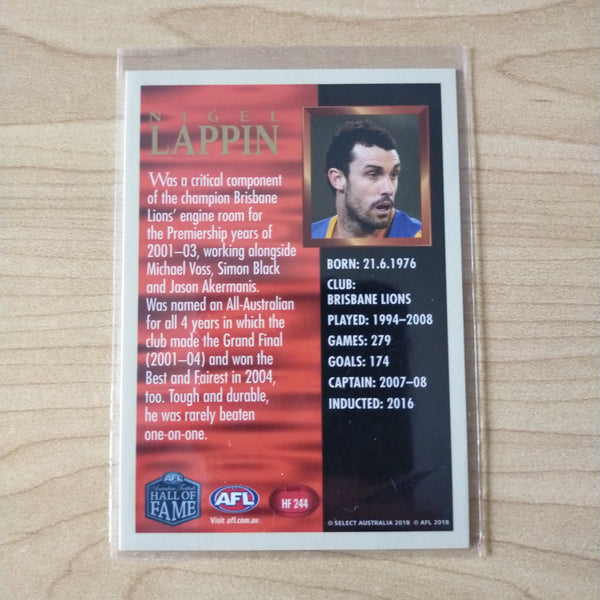 Select Hall of Fame Nigel Lappin Brisbane Hand Signed Card