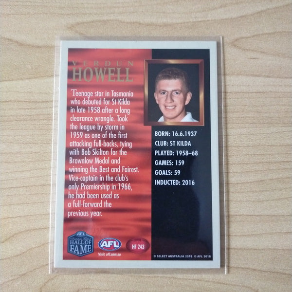 Select Hall of Fame Verdun Howell St Kilda Hand Signed Card