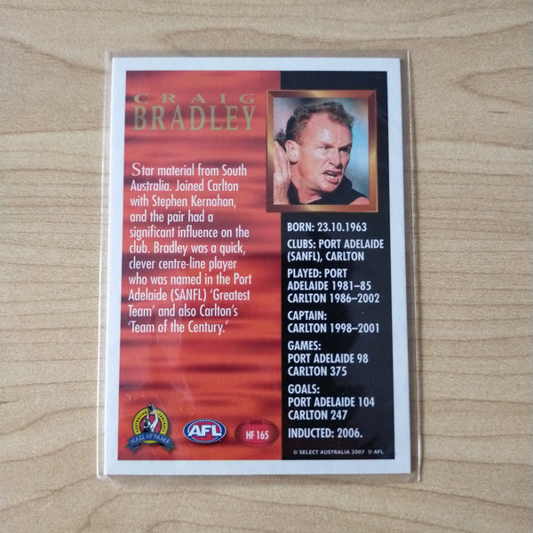 Select Hall of Fame Craig Bradley Carlton Hand Signed Card