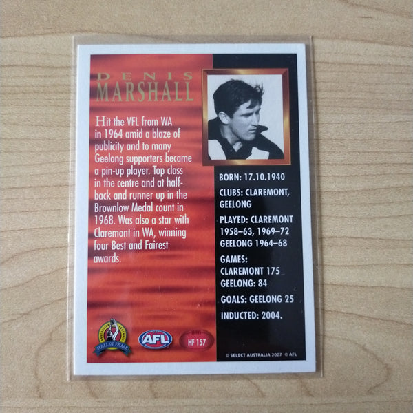 Select Hall of Fame Denis Marshall Geelong Hand Signed Card