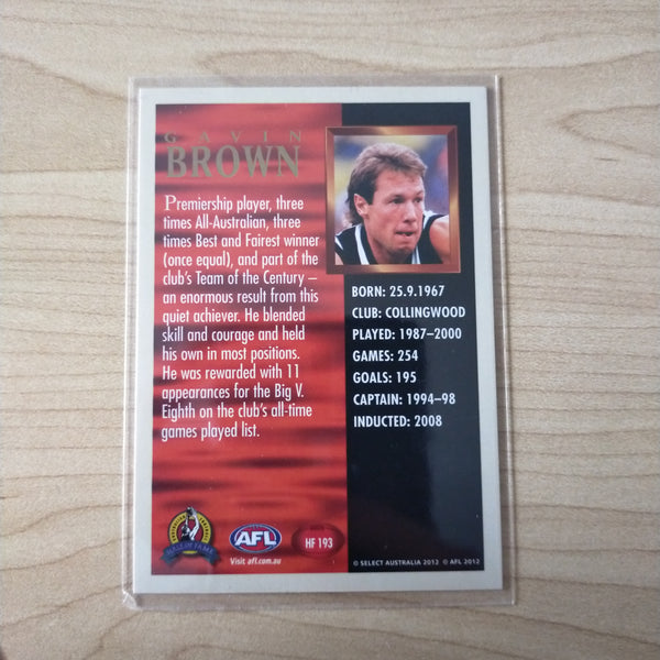 Select Hall of Fame Gavin Brown Collingwood Hand Signed Card