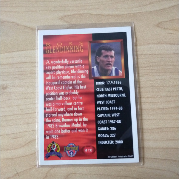 Select Hall of Fame Ross Glendinning North Melbourne Hand Signed Card