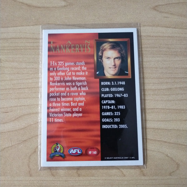 Select Hall of Fame Ian Nankervis Geelong Hand Signed Card