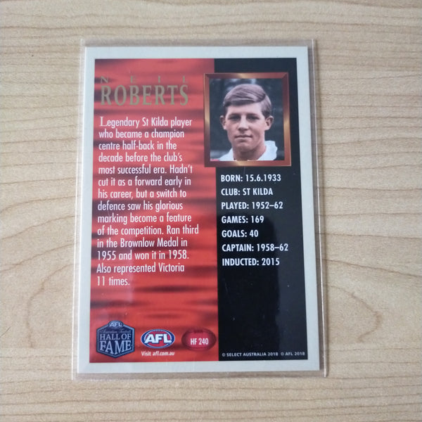 Select Hall of Fame Neil Roberts St Kilda Hand Signed Card