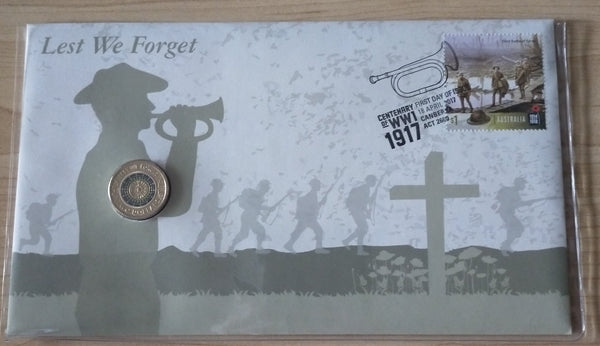 Australia 2017 coloured $2 Australian Lest We Forget Centenary of WWI PNC