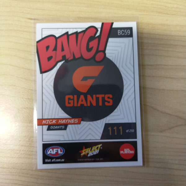 2021 AFL Select Footy Stars Bang Card Nick Haynes GWS Giants No.111/210