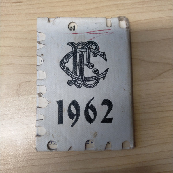 VFL 1962 Collingwood Football Club Members Season Ticket