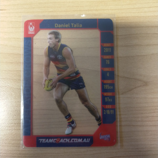 2015 AFL Teamcoach Acetate Prize Card Daniel Talia Adelaide