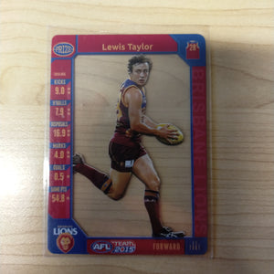 2015 AFL Teamcoach Acetate Prize Card Lewis Taylor Brisbane