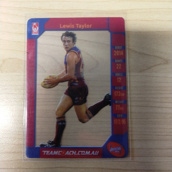 2015 AFL Teamcoach Acetate Prize Card Lewis Taylor Brisbane