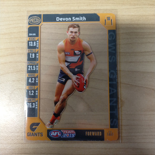 2015 AFL Teamcoach Acetate Prize Card Devon Smith GWS