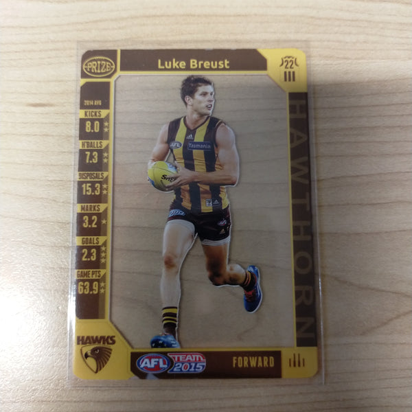 2015 AFL Teamcoach Acetate Prize Card Luke Breust Hawthorn