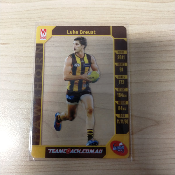 2015 AFL Teamcoach Acetate Prize Card Luke Breust Hawthorn