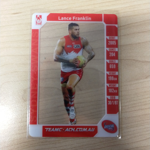 2015 AFL Teamcoach Acetate Prize Card Lance Franklin Sydney
