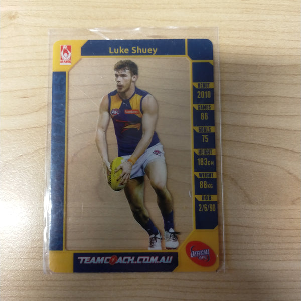 2015 AFL Teamcoach Acetate Prize Card Luke Shuey West Coast