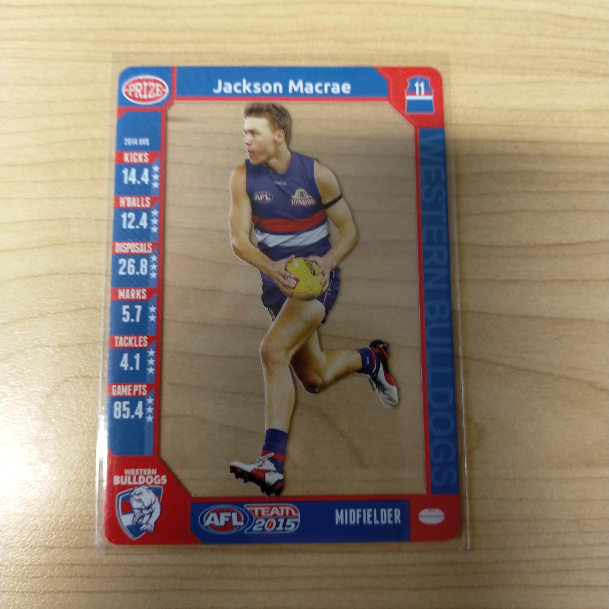 2015 AFL Teamcoach Acetate Prize Card Jackson Macrae Western Bulldogs