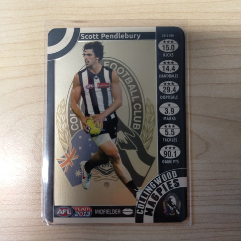 2013 AFL Teamcoach Prize Card Scott Pendlebury Collingwood