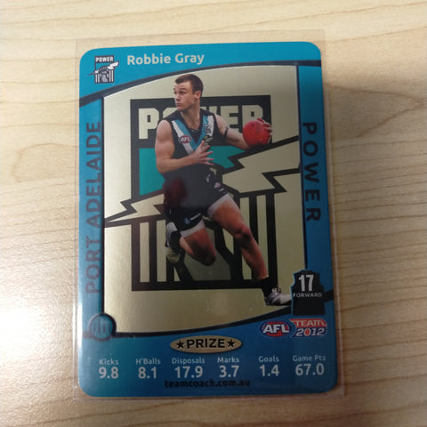 2012 AFL Teamcoach Prize Card Robbie Gray Port Adelaide