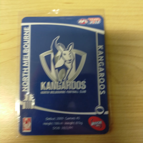 2012 AFL Teamcoach Prize Card Jack Ziebell North Melbourne