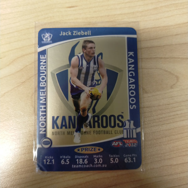 2012 AFL Teamcoach Prize Card Jack Ziebell North Melbourne