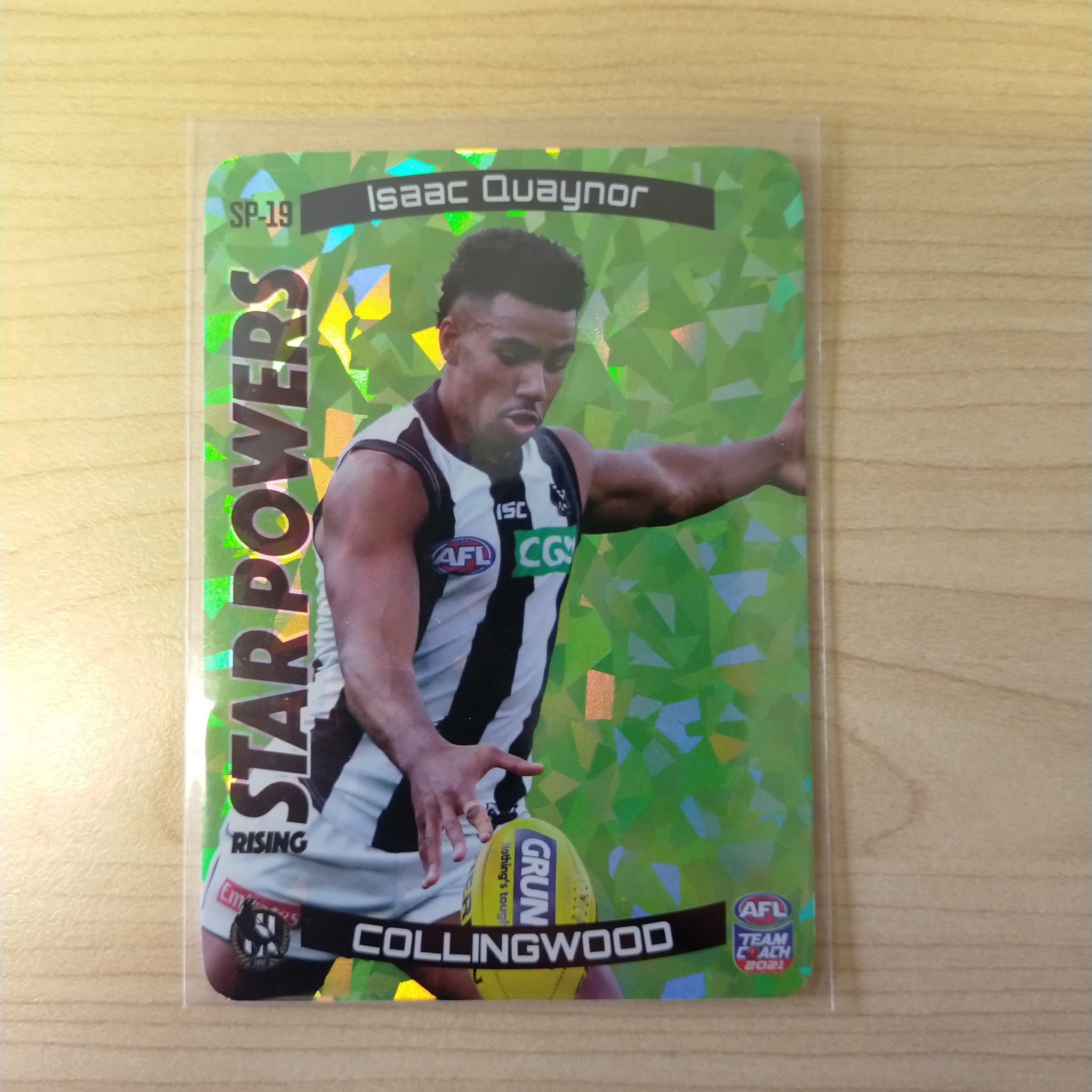 2021 AFL Teamcoach Green Star Powers Isaac Quaynor Collingwood SP-19