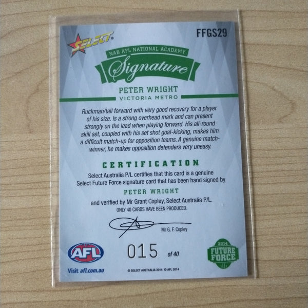 2014 Select Future Force NAB National Academy Green Signature Peter Wright GC Suns
