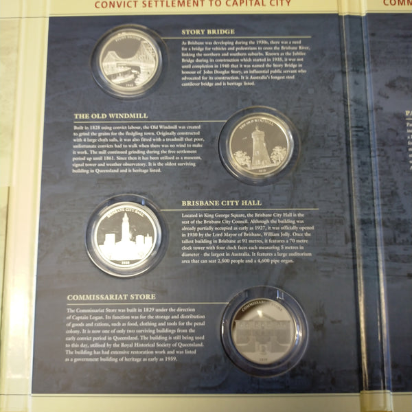 Macquarie Mint Brisbane Convict Settlement to Capital City Coin Set With 5/8 Medallions