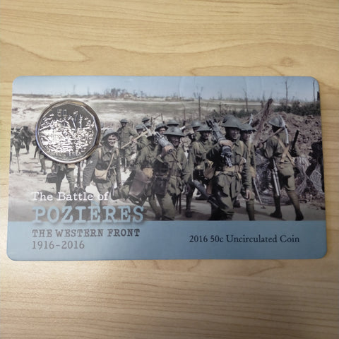 Australia 2016 Royal Australian Mint Fifty Cents 50c Australia The Battle of Pozières 50c Carded Uncirculated Coin