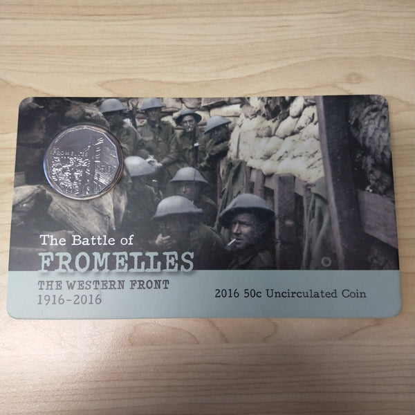 Australia 2016 Royal Australian Mint Fifty Cents 50c Australia The Battle of Fromelles Carded Uncirculated Coin