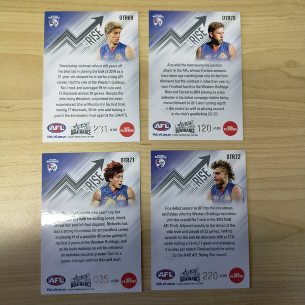 2020 AFL Select Dominance On The Rise Western Bulldogs Team Set of 4 Cards