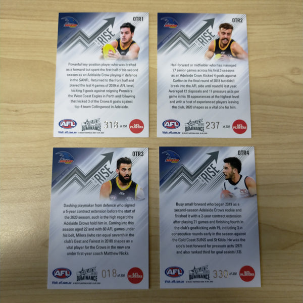 2020 AFL Select Dominance On The Rise Adelaide Team Set of 4 Cards