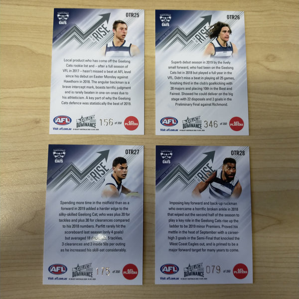 2020 AFL Select Dominance On The Rise Geelong Team Set of 4 Cards