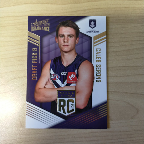 2020 AFL Select Dominance Caleb Serong Fremantle Rookie Card RC8 No. 168/295