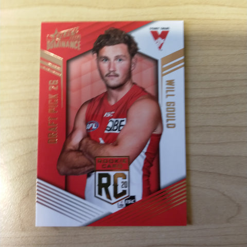 2020 AFL Select Dominance Will Gould Sydney Rookie Card RC26 No. 143/295