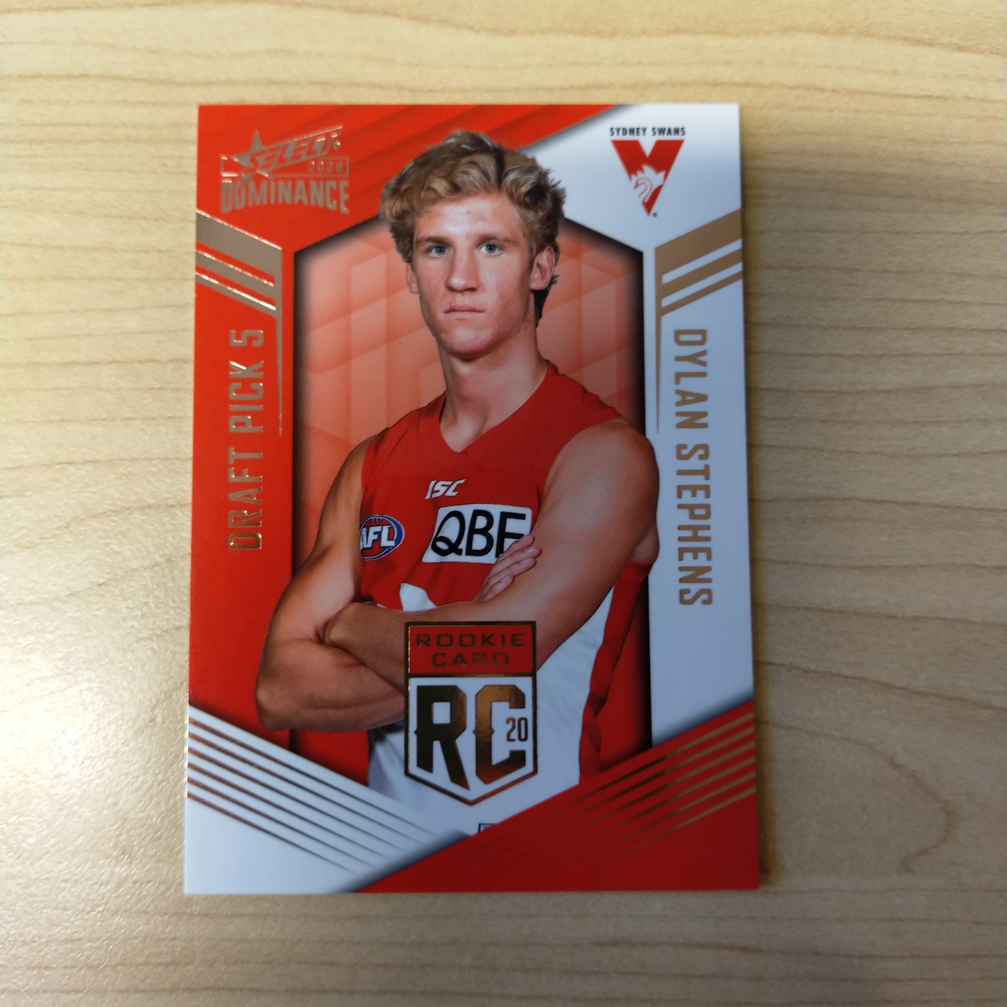 2020 AFL Select Dominance Dylan Stephens Sydney Rookie Card RC5 No. 229/295