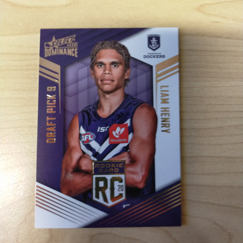 2020 AFL Select Dominance Liam Henry Fremantle Rookie Card RC9 No. 071/295