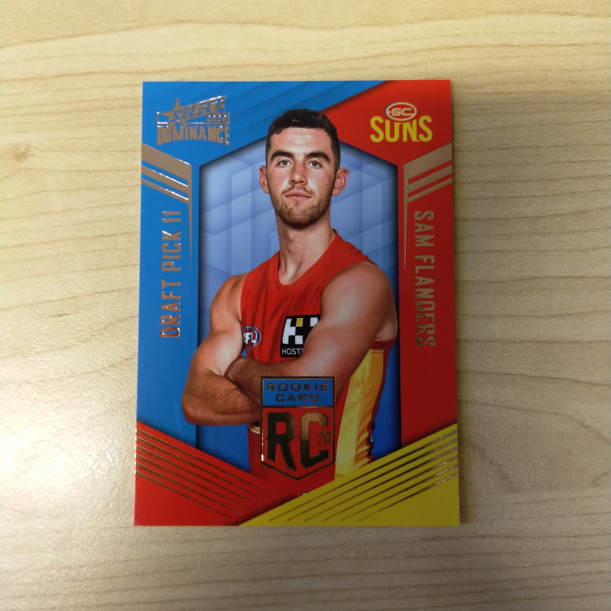 2020 AFL Select Dominance Sam Flanders Gold Coast Rookie Card RC11 No. 096/295