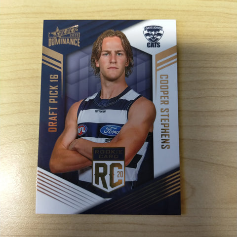 2020 AFL Select Dominance Cooper Stephens Geelong Rookie Card RC16 No. 228/295