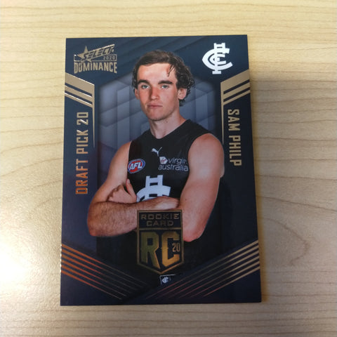 2020 AFL Select Dominance Sam Philp Carlton Rookie Card RC20 No. 277/295