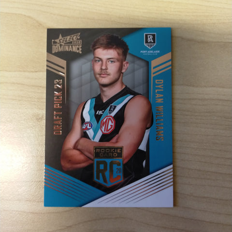 2020 AFL Select Dominance Dylan Williams Port Adelaide Rookie Card RC25 No. 255/295