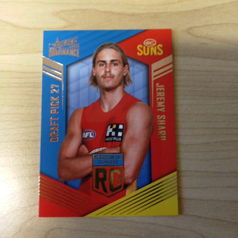 2020 AFL Select Dominance Jeremy Sharp Gold Coast Rookie Card RC27 No. 207/295